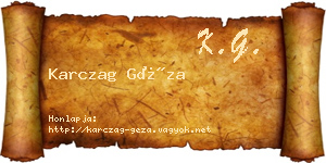 Karczag Géza névjegykártya
