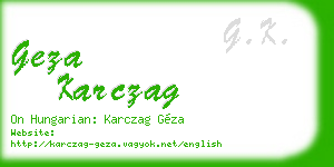 geza karczag business card
