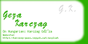 geza karczag business card
